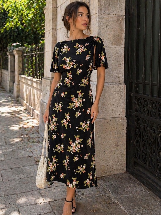 Reformation Dresses & Skirts - Reformation Lassie Daphne Midi Floral Open Back Maxi Dress Black Size 2